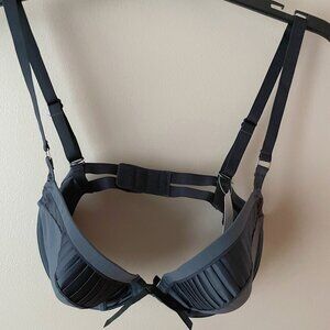 Anthropologie Navy Blue Satin Underwire Bra By 6ixty 8ight Size 38C